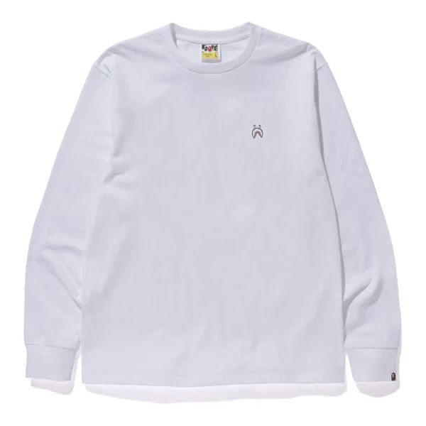 image of Bape Shark One Point Long Sleeve Shirt in White, Men's (Size Small)