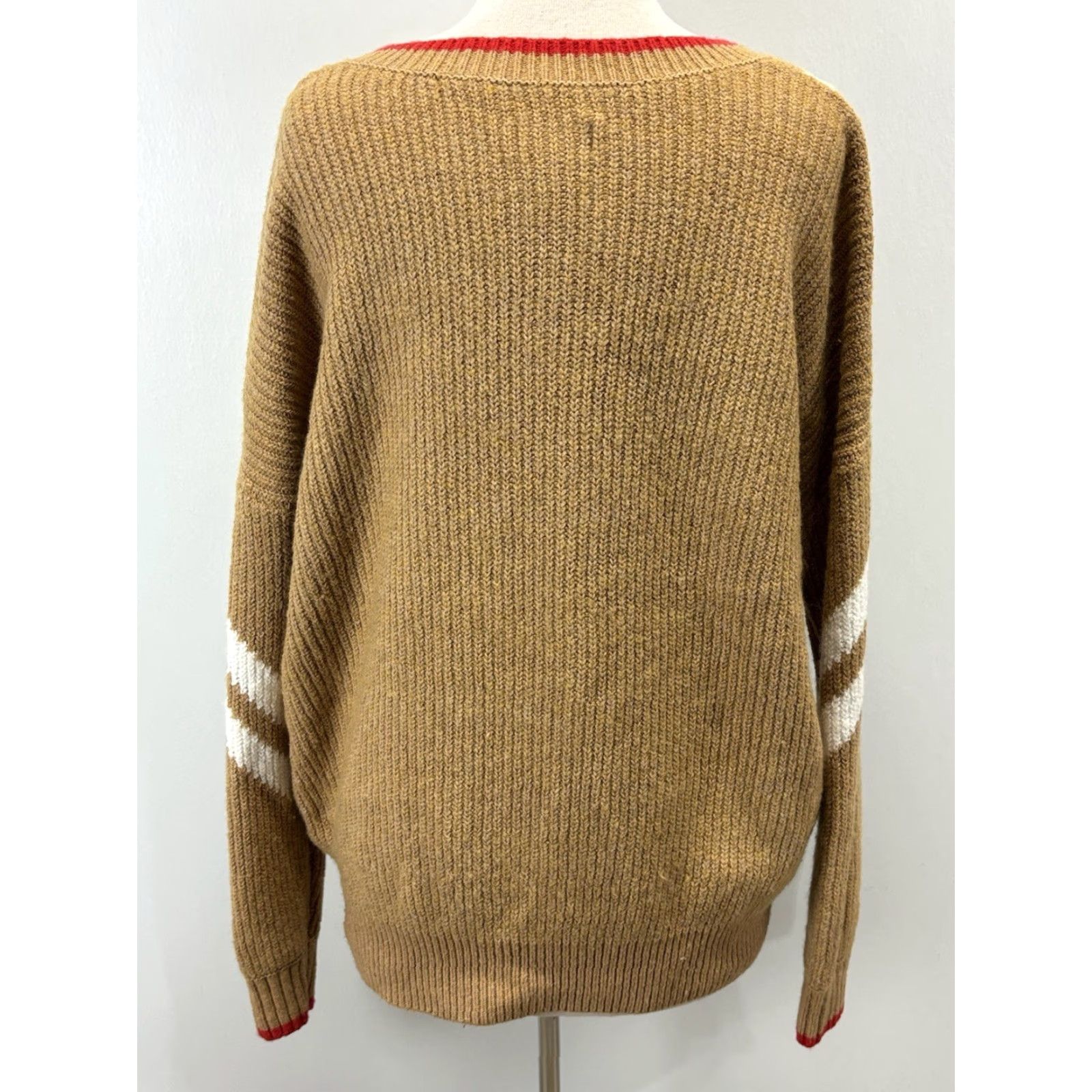 Vintage VINTAGE Maeve Pullover Sweater Women's Medium Brown Slouchy Deep V-Neck Long Sleeve Bohemian Preppy Fall Winter Size M / US 6-8 / IT 42-44 - 3 Thumbnail