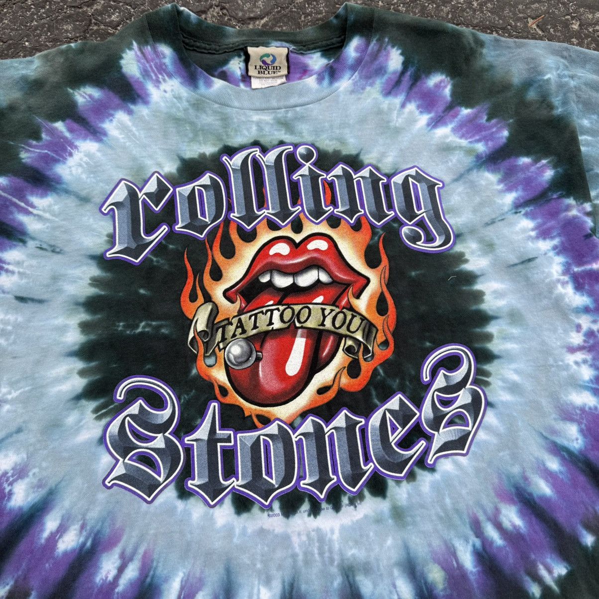 Liquid Blue × The Rolling Stones × Vintage Vintage Rolling Stones Tattoo Tye Dye Shirt Single Stitch XL Size US XL / EU 56 / 4 - 3 Thumbnail