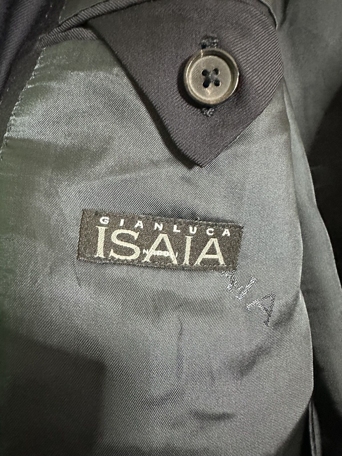 Isaia Navy gold button Super 150s blazer jacket Italy Size 44R - 13 Thumbnail