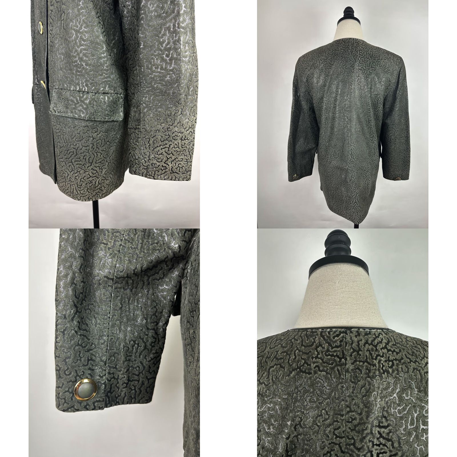 Vintage VINTAGE Giorgio Di Sant Angelo Leather Jacket Womens Small Olive Green Textured Bohemian 80s 90s Retro Casual Womens Size S / US 4 / IT 40 - 8 Thumbnail