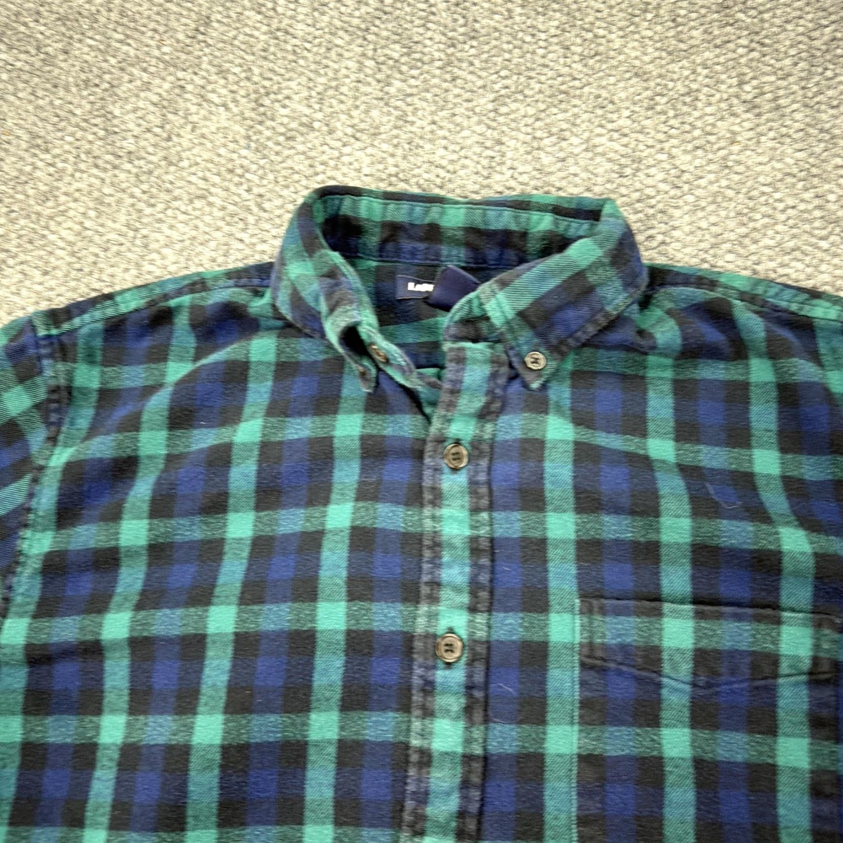 Lands' End Lands' End Shirt Mens Medium Blue Green Plaid Flannel Button-Down Long Sleeve Cotton with Pockets - Classic Fit Mens Size US M / EU 48-50 / 2 - 3 Thumbnail