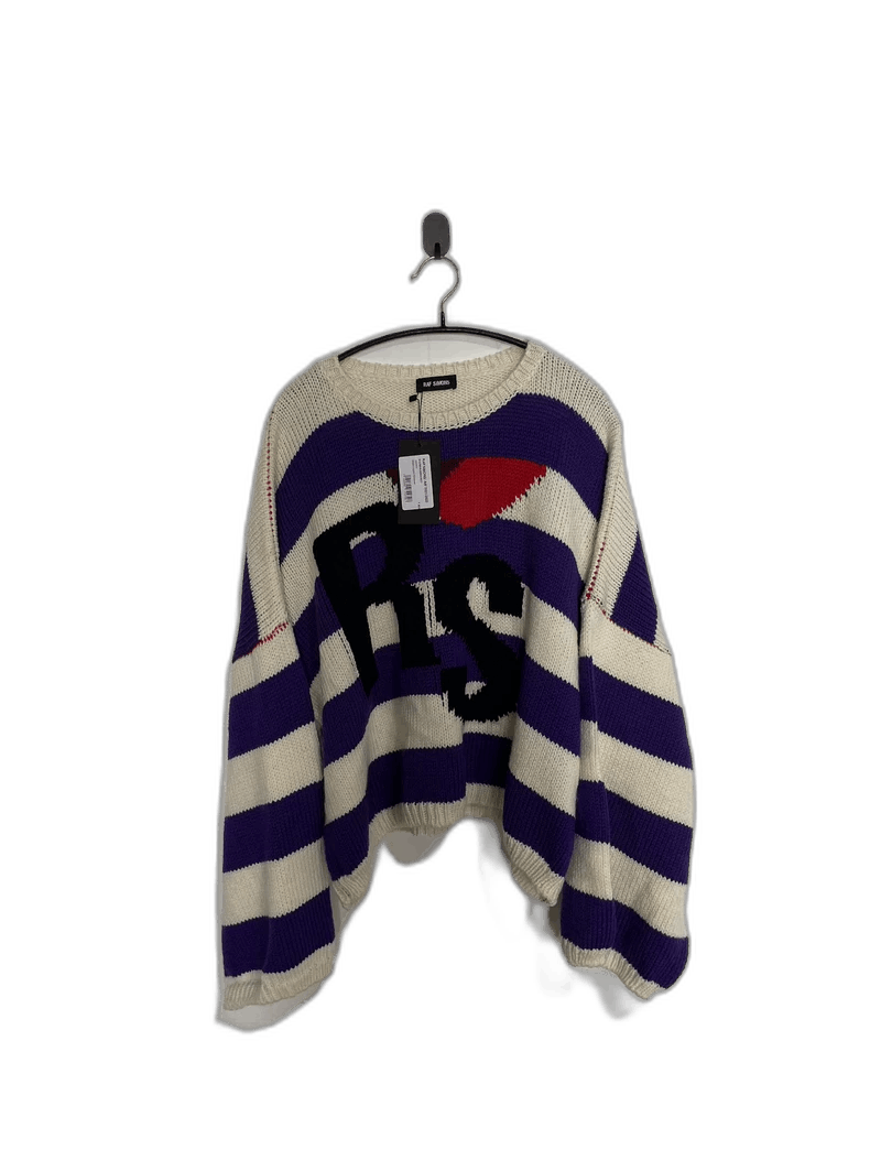 raf simons purple striped knit sweater