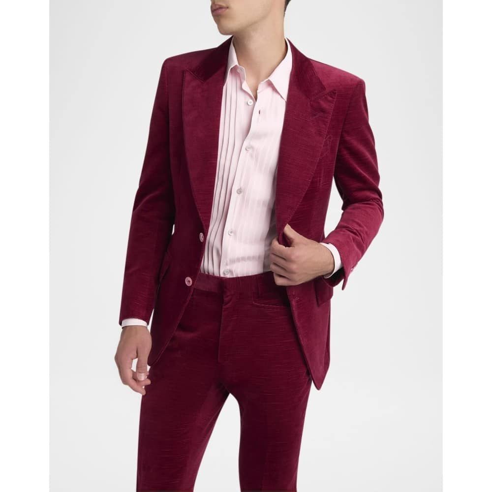 Tom Ford o1loc1c1125 JLPP01 Dyllan Ridged Velvet Jacket in Dark Red Size US M / EU 48-50 / 2 - 3 Thumbnail