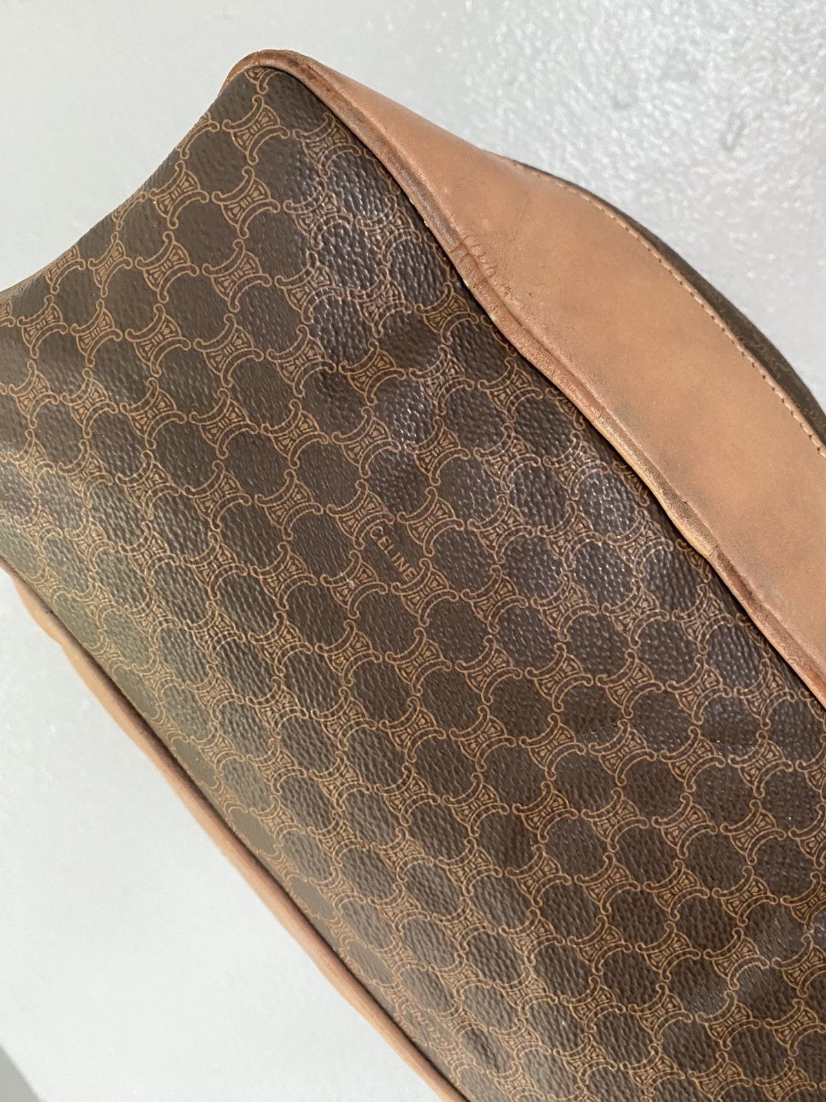 Celine × Vintage CELINE Macadam Blason Drawstring Bucket Shoulder bag brown. Size ONE SIZE - 7 Thumbnail