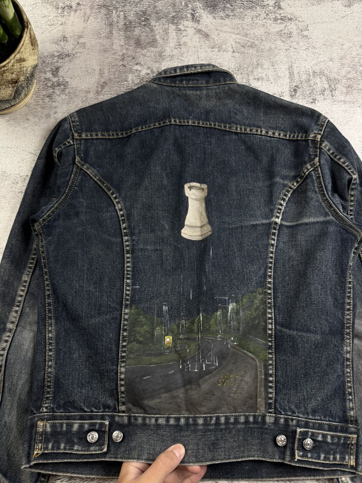 Diesel Diesel Custom 1 of 1 Chess Design Blue Men’s Medium Vintage Denim Jeans Jacket Size US M / EU 48-50 / 2 - 17 Thumbnail