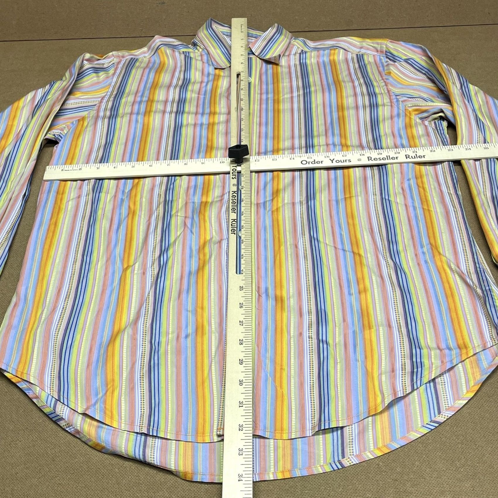 Robert Graham Robert Graham Shirt Mens L Multicolor Stripe Long Sleeve Button Front Embroidered Casual Shirt Size 42R - 6 Thumbnail