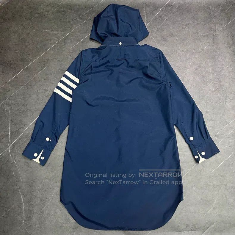 Thom Browne Thom Browne Dark Blue Long Trench Coat Size US XXS / EU 40 - 2 Thumbnail