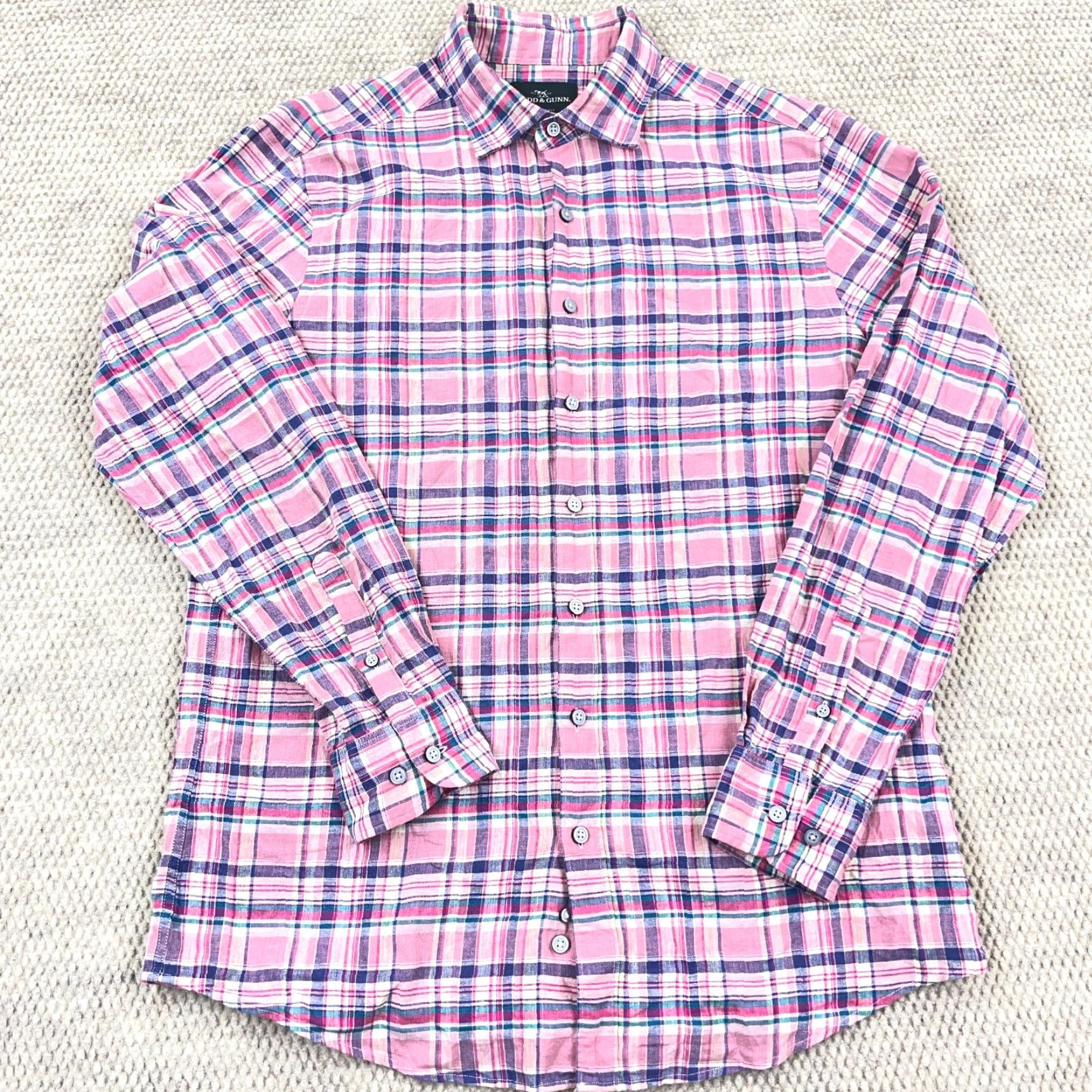 Rodd & Gunn VINTAGE Rodd & Gunn Shirt Men Medium Pink Plaid Button-Up Cotton Linen Blend Casual Size US M / EU 48-50 / 2 - 2 Thumbnail