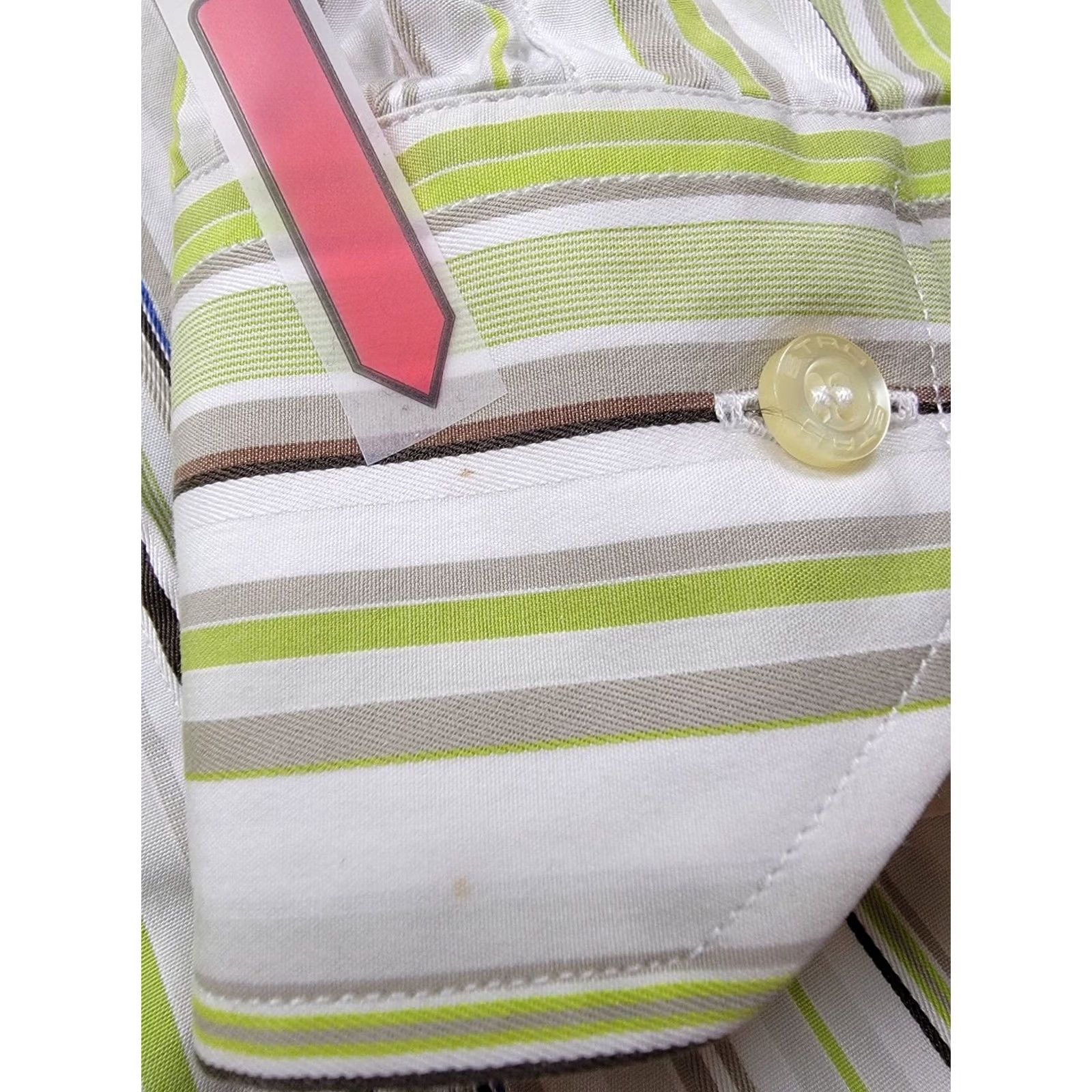 Etro Etro Milano Shirt Mens 44 Green White Brown Stripes Button Up Made in Italy Size US XXL / EU 58 / 5 - 5 Thumbnail