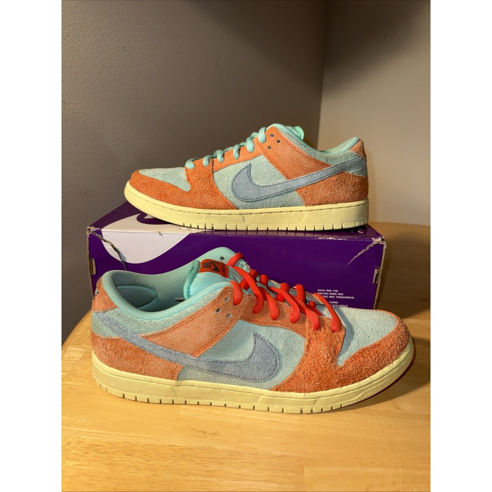 Nike Nike SB Dunk Low Orange Emerald Rise Size 12 Preowned OG BOX Size US 12 / EU 45 - 3 Thumbnail