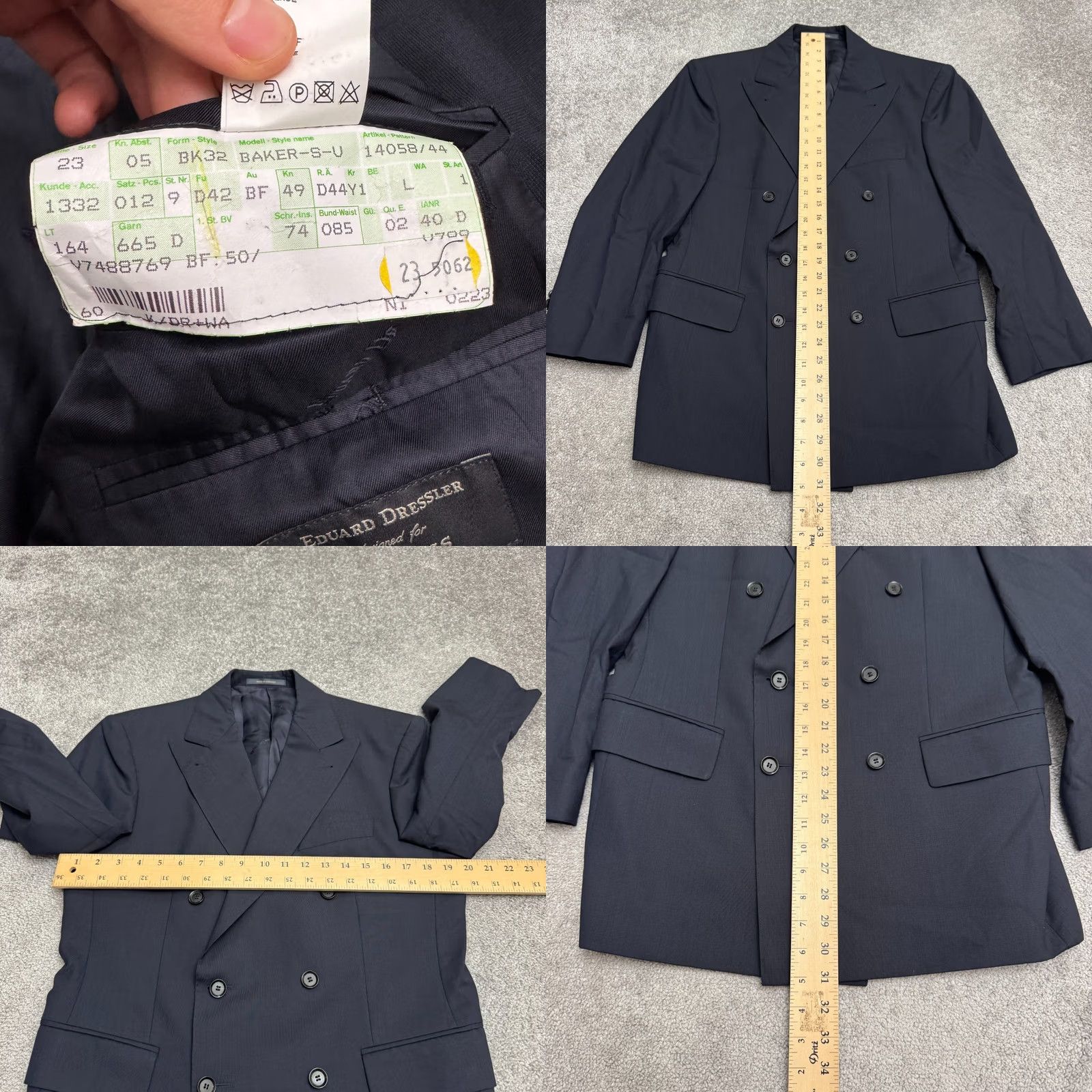 Doublet Eduard Dressier Blazer Mens 44S Navy Blue Double Breasted Virgin Wool Mientus Size 44R - 9 Thumbnail