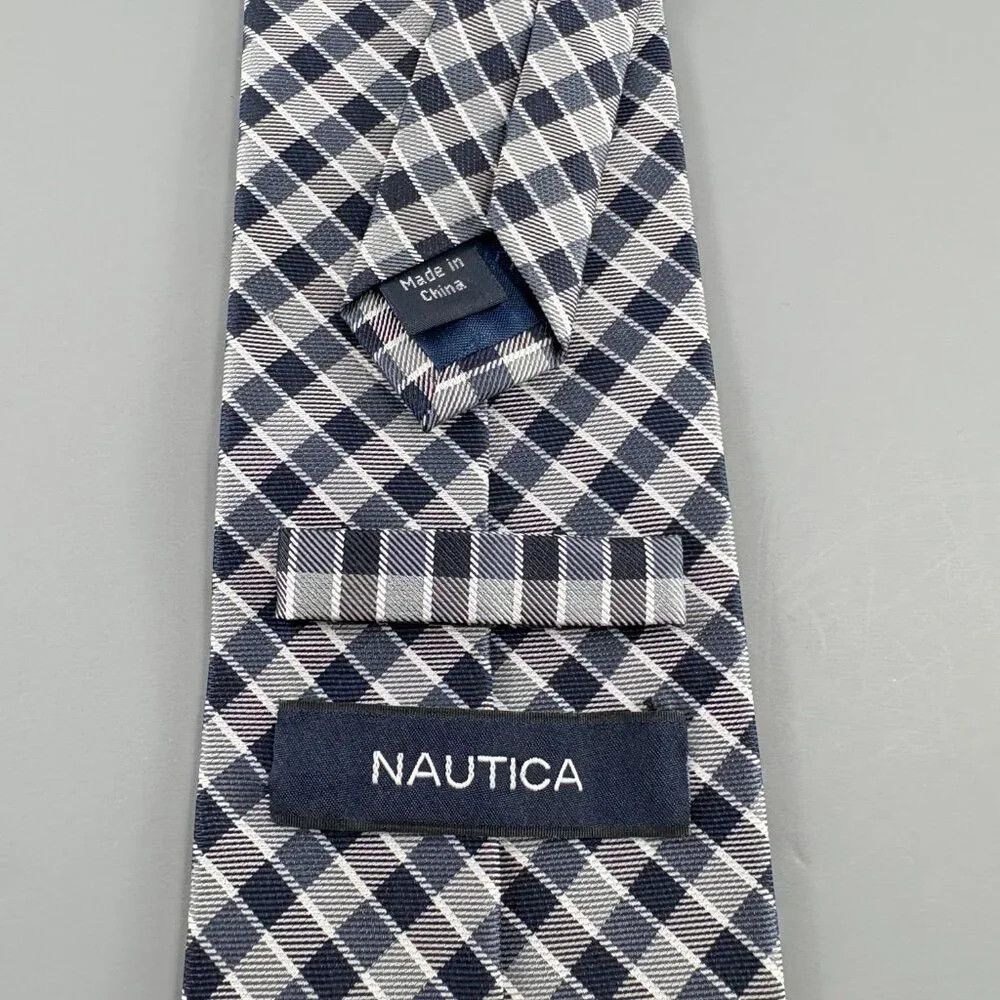 Nautica Nautica Black / Grey Plaid Men's Tie 3 1/2" x 60" Size ONE SIZE - 5 Thumbnail