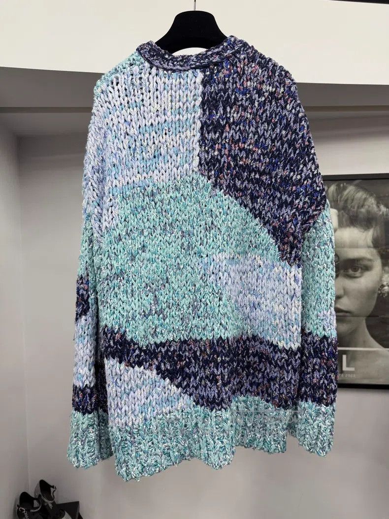 Chanel Chanel 23P blue thick line silhouette knitted cardigan coa Size XS / US 0-2 / IT 36-38 - 3 Thumbnail