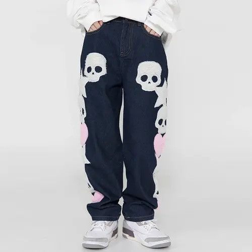 Japanese Brand Skull and Stars Embroidery Jeans Size US 34 / EU 50 - 2 Thumbnail