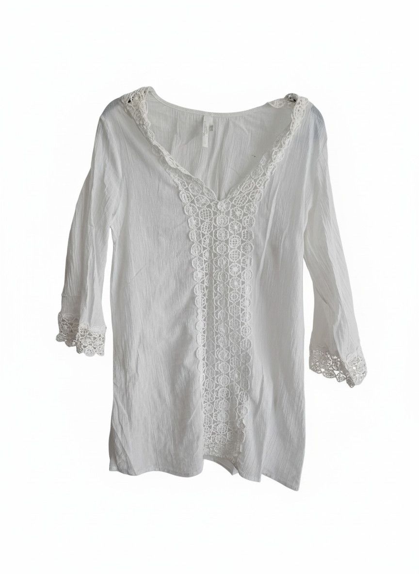 Other Seafolly White Crinkle Tunic Beach Cover Up Size S 3/4 Sleeve Size S / US 4 / IT 40 - 1 Thumbnail