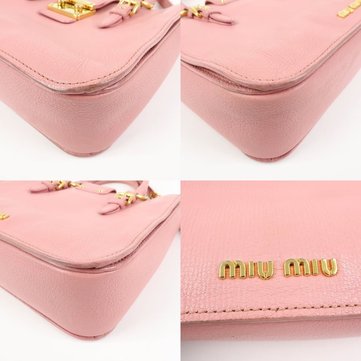 Miu Miu Miu Miu Madras Leather Shoulder Bag Pink Size ONE SIZE - 5 Thumbnail