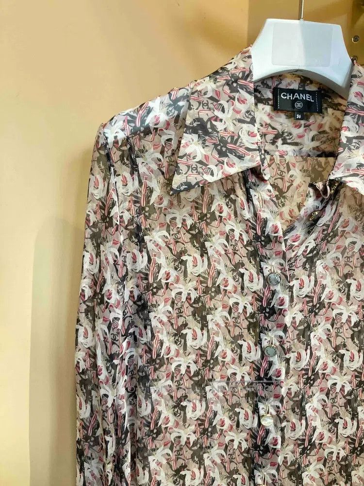 Chanel Chanel 23a pink printed silk shirt Size XS / US 0-2 / IT 36-38 - 2 Thumbnail
