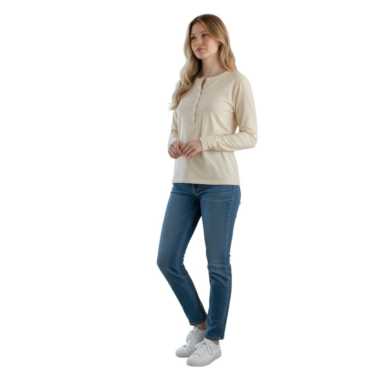The Unbranded Brand Women’s Long Sleeve Top With 6 Buttons On it Size Large Size L / US 10 / IT 46 - 2 Thumbnail