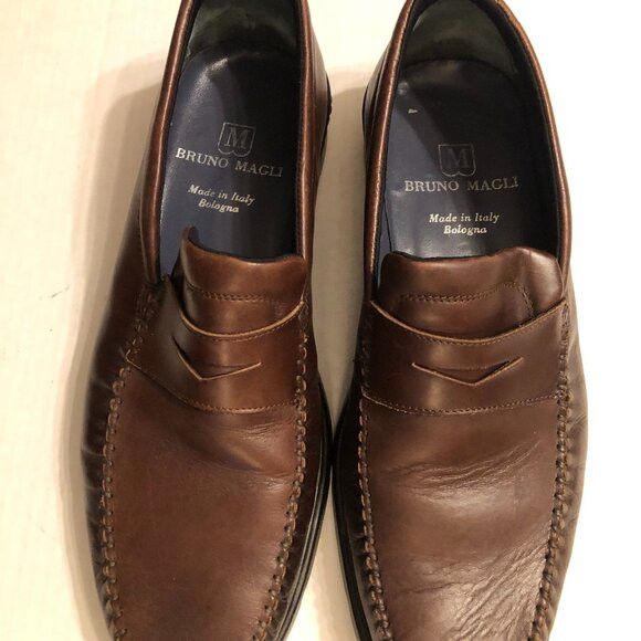 Bruno Magli BRUNO MAGLI MEN'S BROWN LEATHER SLIP-ON SHOES SIZE: 11.5M Size US 11.5 / EU 44-45 - 1 Thumbnail