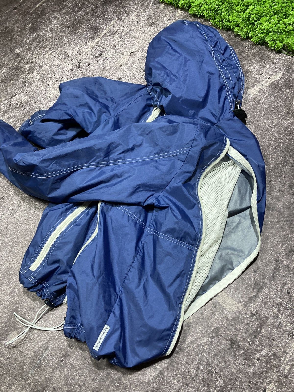 ARMANI JEANS Vintage Jacket Blue Nylon Tech Multi Zip