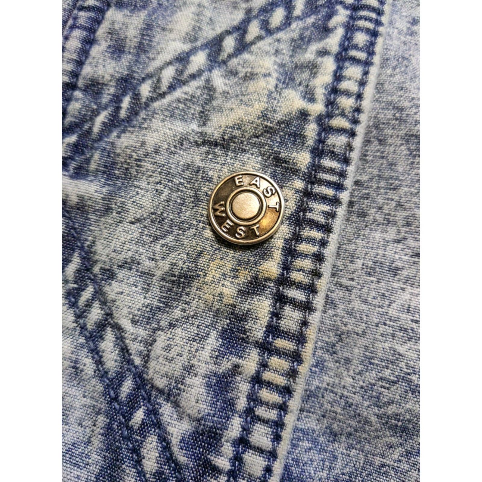 Vintage VINTAGE East West Denim Jacket Medium M Blue Pais Panda Sherpa Lined Button Zipper Long Sleeve Casual Hip Hop 80s 90s Grunge Music Womens Jacket Size M / US 6-8 / IT 42-44 - 6 Thumbnail