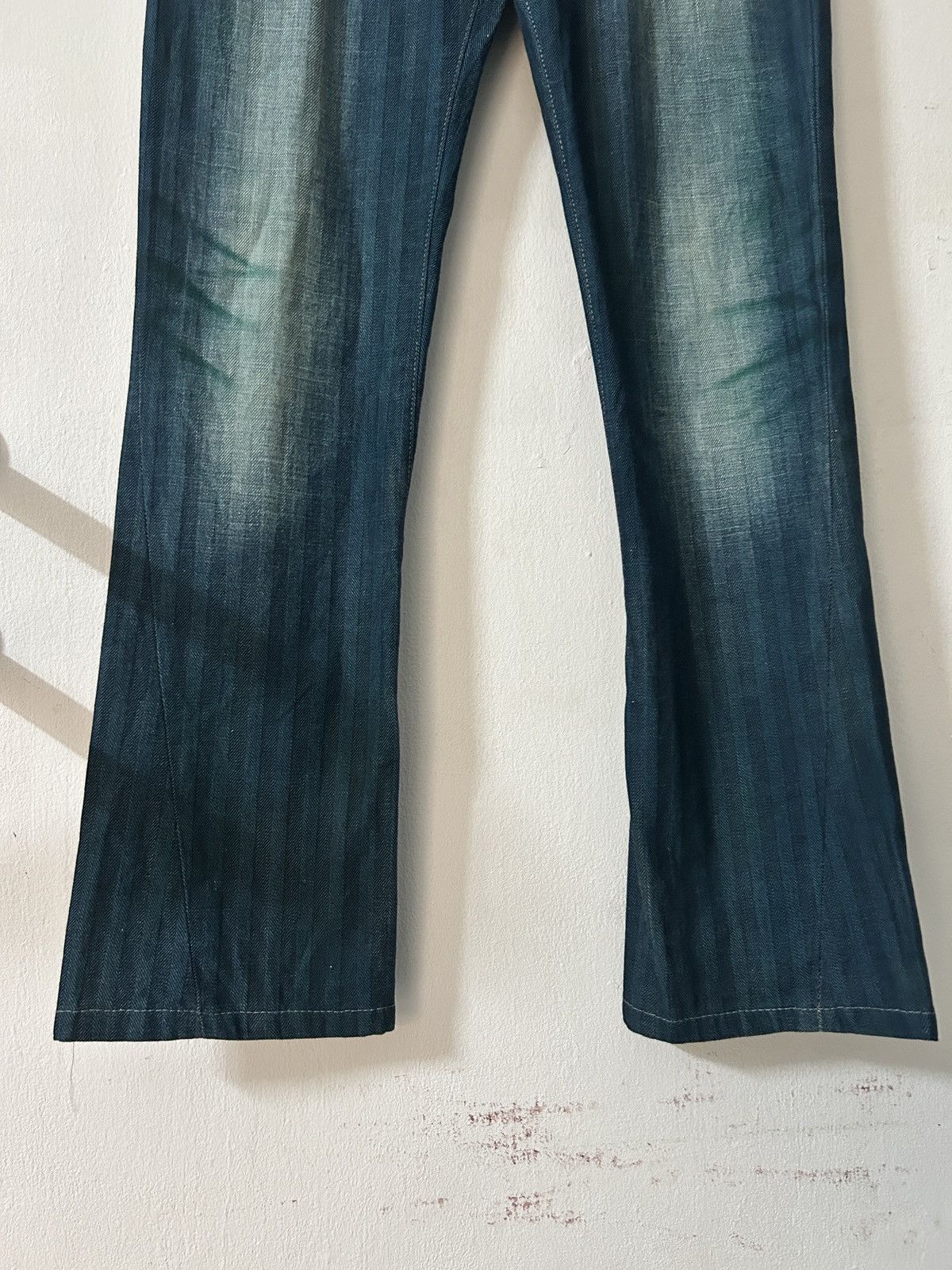 Tornado Mart Tornado Mart Striped Waxed Denim Flared Jeans Size US 31 - 2 Thumbnail