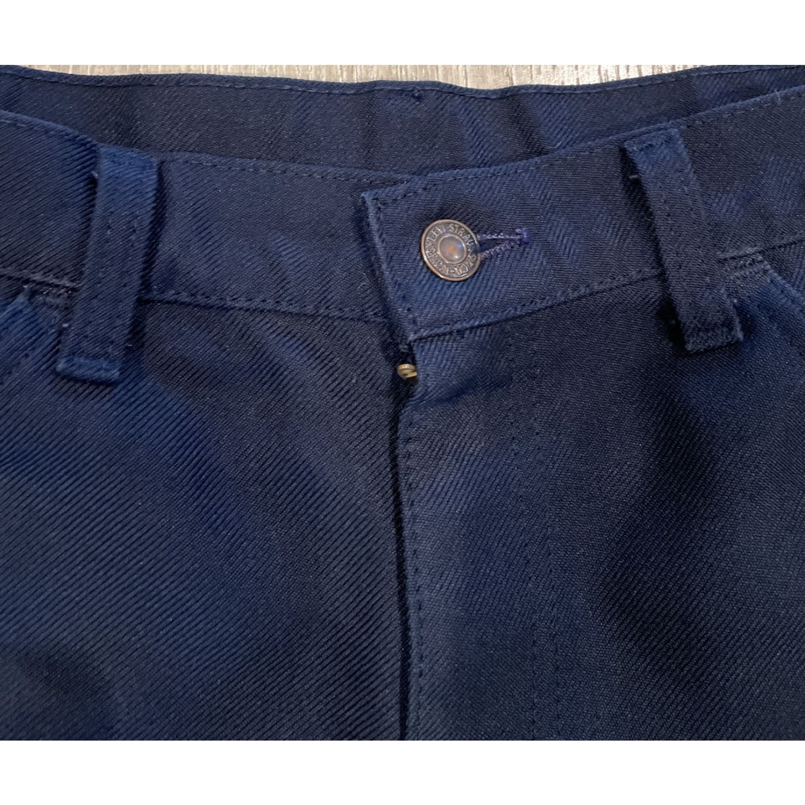 Levi's Vtg 90s Levis Polyester Pants Mens 34x29 Navy Bootcut Black Label Size US 34 / EU 50 - 7 Thumbnail