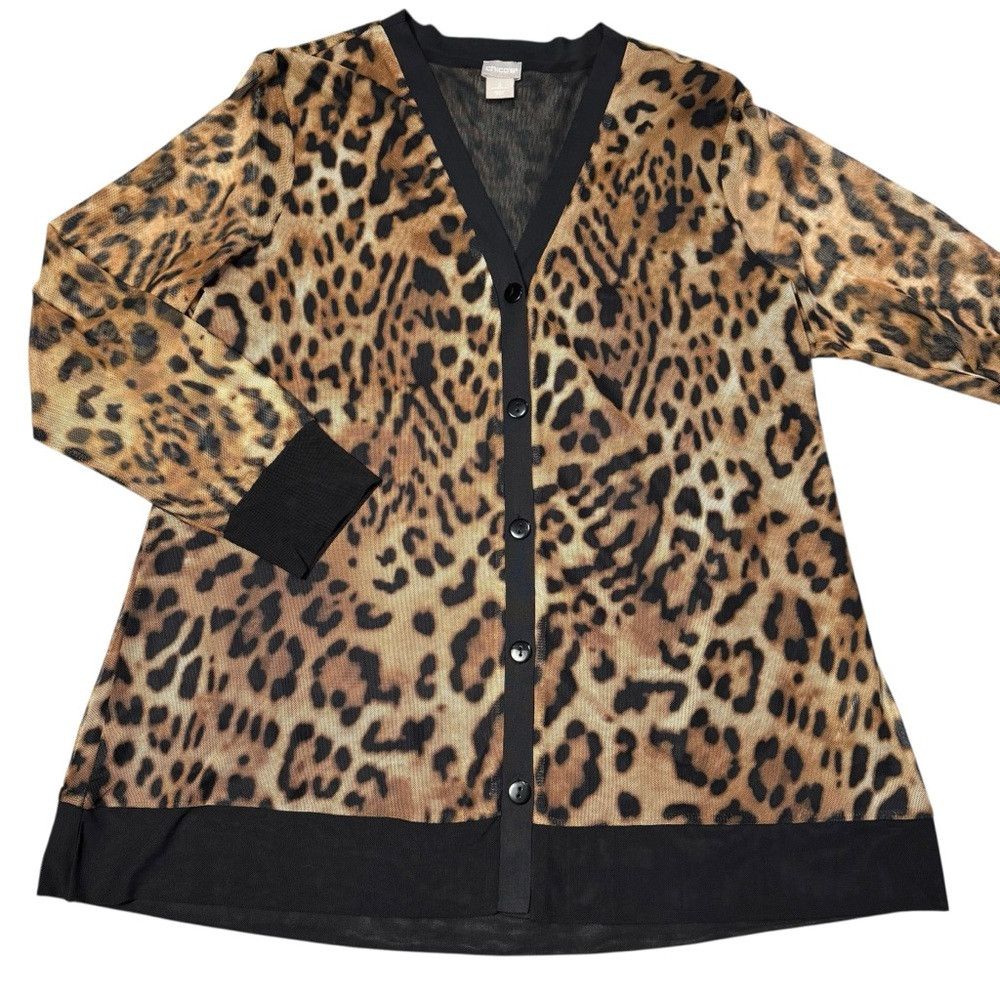 Chicos Chico's Animal Print Mesh Leopard Pattern Cardigan Size 3 U Size XL / US 12-14 / IT 48-50 - 7 Thumbnail