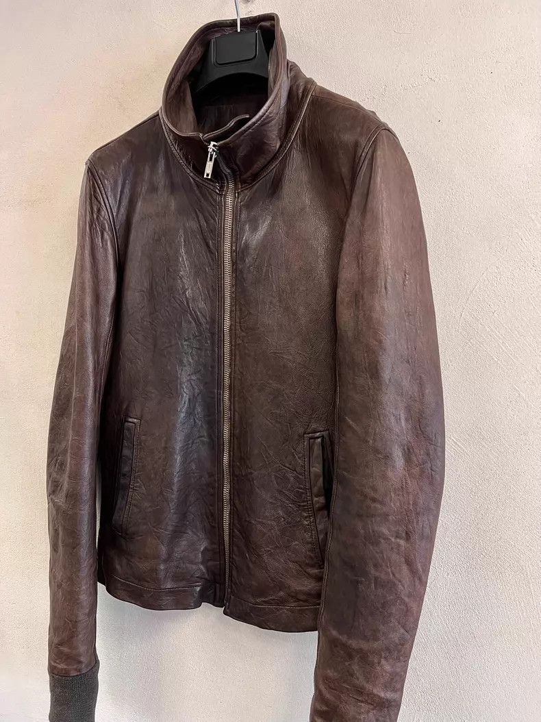 Rick Owens Rick Owens Turtleneck motorcycle leather jacket Size US S / EU 44-46 / 1 - 2 Thumbnail
