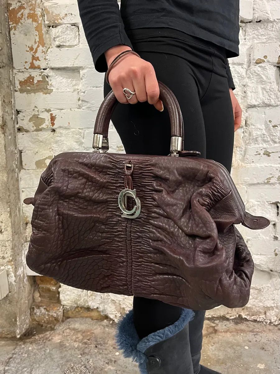2000s Christian Dior Bordeaux Grained Red Leather Bag