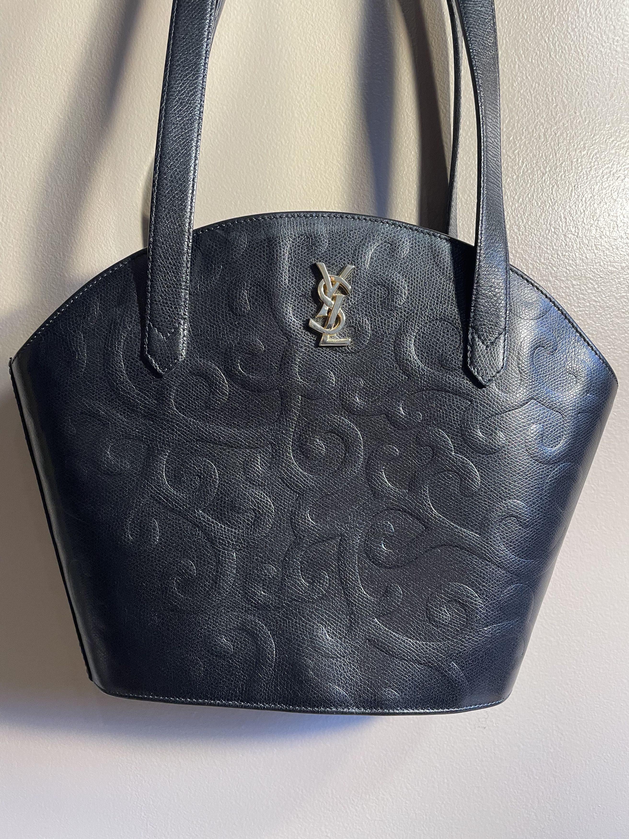 Yves Saint Laurent YSL Logo Arabesque Pattern Leather Shoulder bag Black Size ONE SIZE - 2 Thumbnail