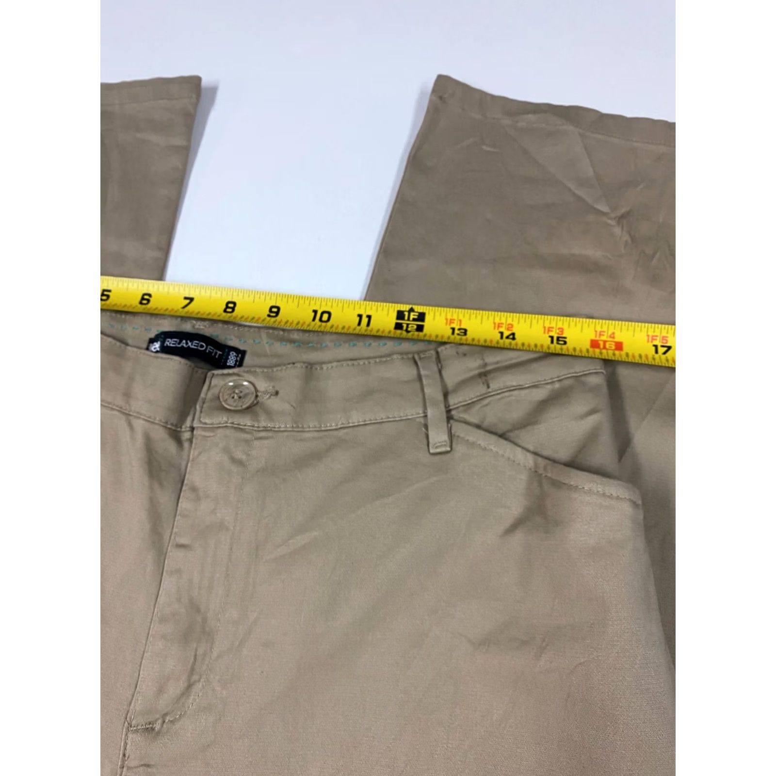 Lee Lee Womens Pants 32 Beige relaxed chino straight Pants Regular Women Beige 32 in 32 in Chino Womens Size 24" / US 00 / IT 34 - 5 Thumbnail