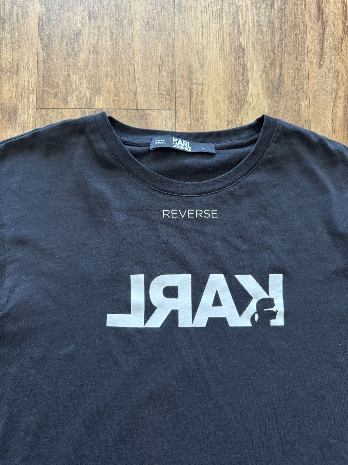 Karl Lagerfeld Karl Lagerfeld Reverse Black T-Shirt Size US XL / EU 56 / 4 - 2 Thumbnail