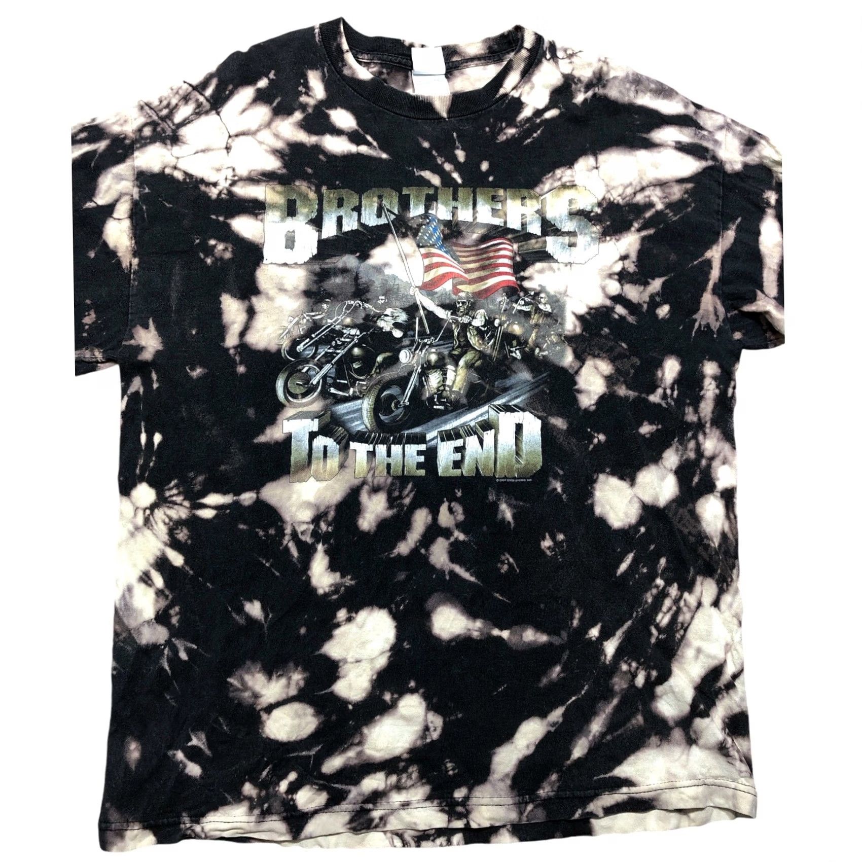 Vintage Vtg Alstyle Apparel & Activewear Brothers to the End Motorcycle Tie Dye Acid Wash 2007 Shirt Mens XL Black 100% Cotton Knit T-Shirt 90s Biker Mens XL Size US XL / EU 56 / 4 - 3 Thumbnail