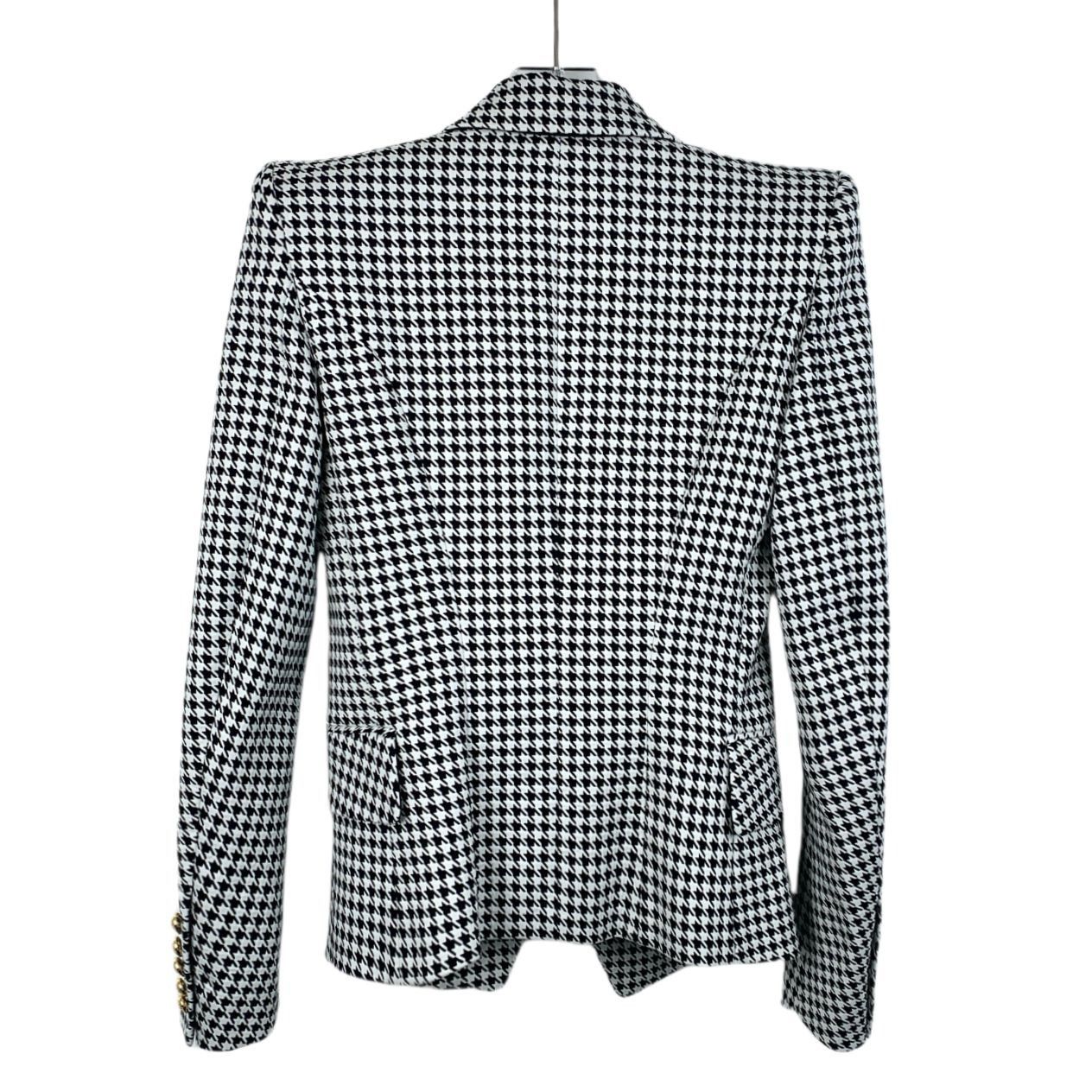 Balmain Balmain Womens Houndstooth Double-Breasted Blazer With Gold Size XS / US 0-2 / IT 36-38 - 2 Thumbnail