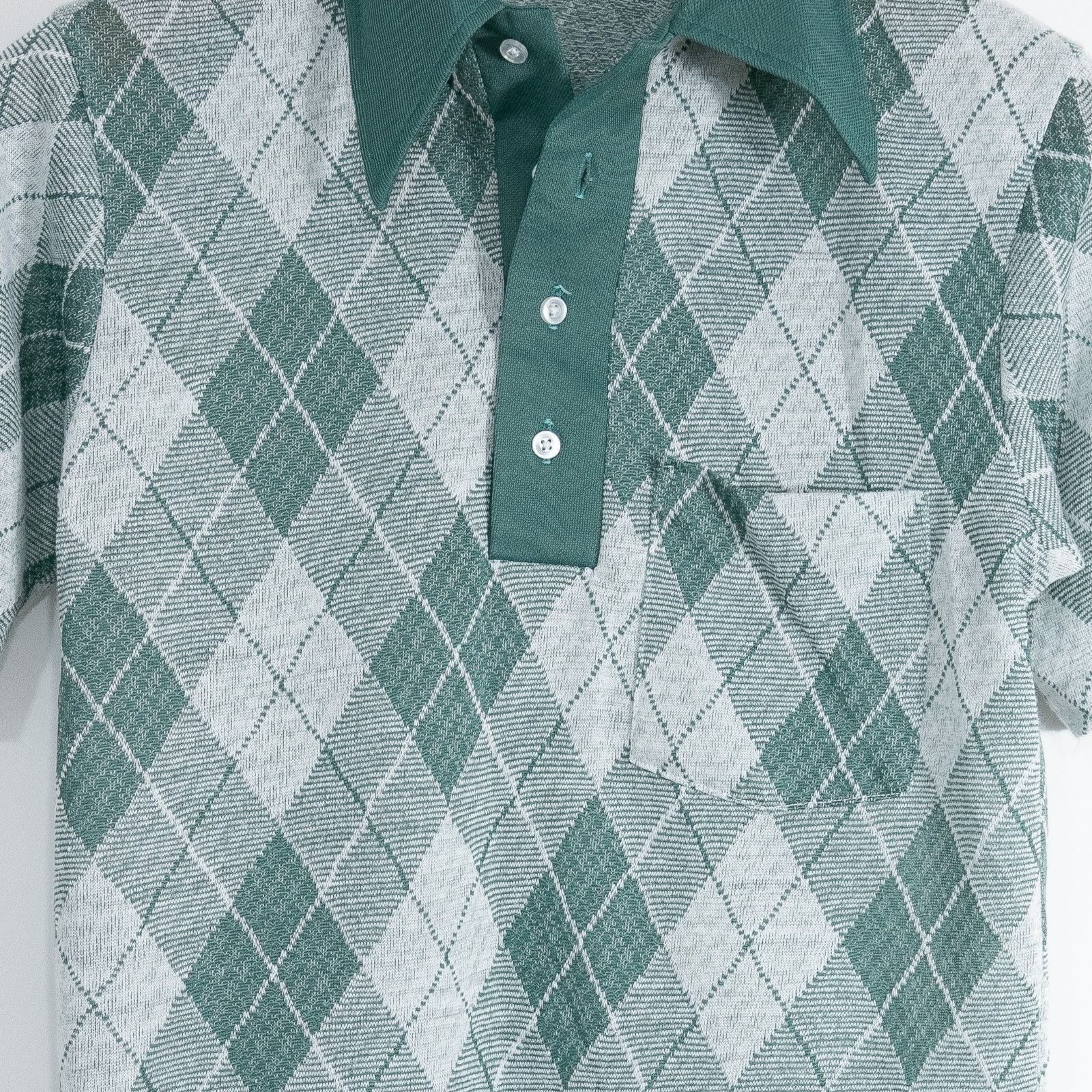 Vintage Vintage Disco Collar Polo Shirt Small Argyle Diamond Pattern Size US S / EU 44-46 / 1 - 3 Thumbnail
