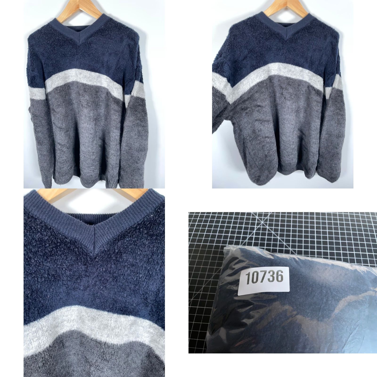 Vintage VINTAGE Bullhead Sweater Men's XL Dark Gray V-Neck Oversized Plush Wool Acrylic Blend Knit 90s Hipster Retro Pullover Shirt/Top Pops Mens Size US XL / EU 56 / 4 - 8 Thumbnail