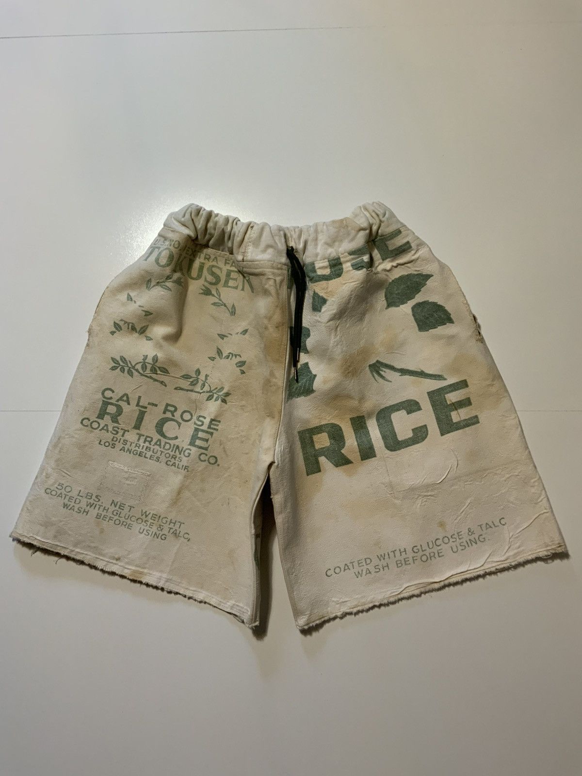 Vintage Cal Rose Rice Bag Canvas Cloth Dyed Patchwork Sack Shorts Size US 32 / EU 48 - 1 Thumbnail