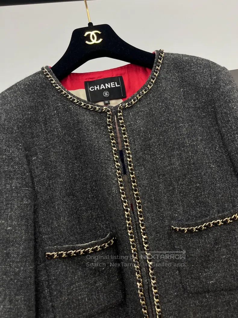 Chanel Chanel Grey four-pocket chain jacket Size XS / US 0-2 / IT 36-38 - 2 Thumbnail