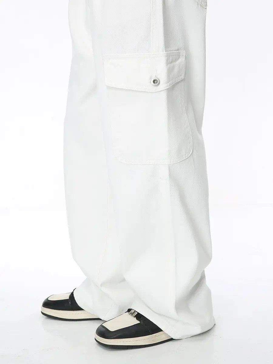 Japanese Brand Retro loose white straight leg jeans Size US 32 / EU 48 - 3 Thumbnail