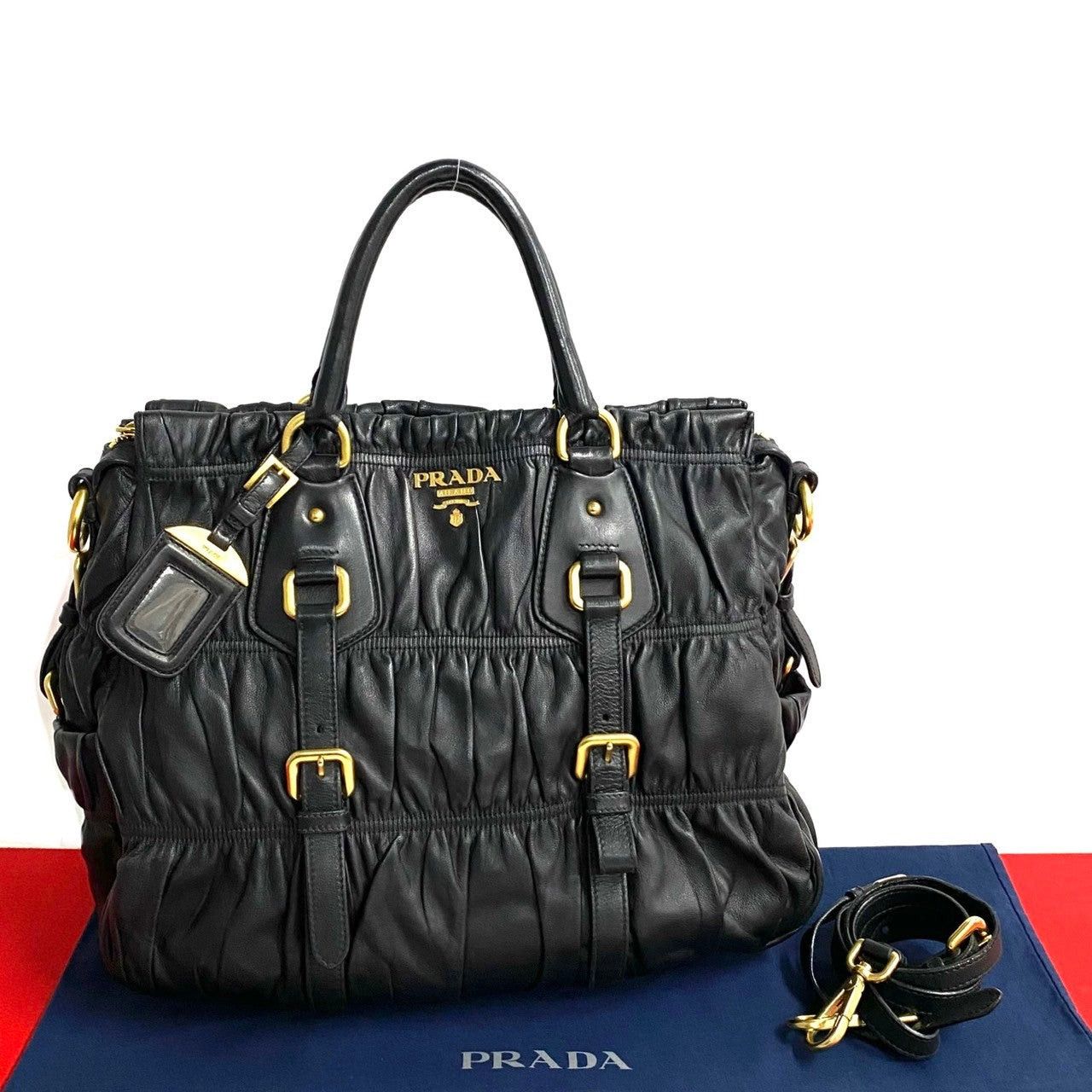 Prada Prada Shoulder Bag Black Leather Size ONE SIZE - 1 Thumbnail