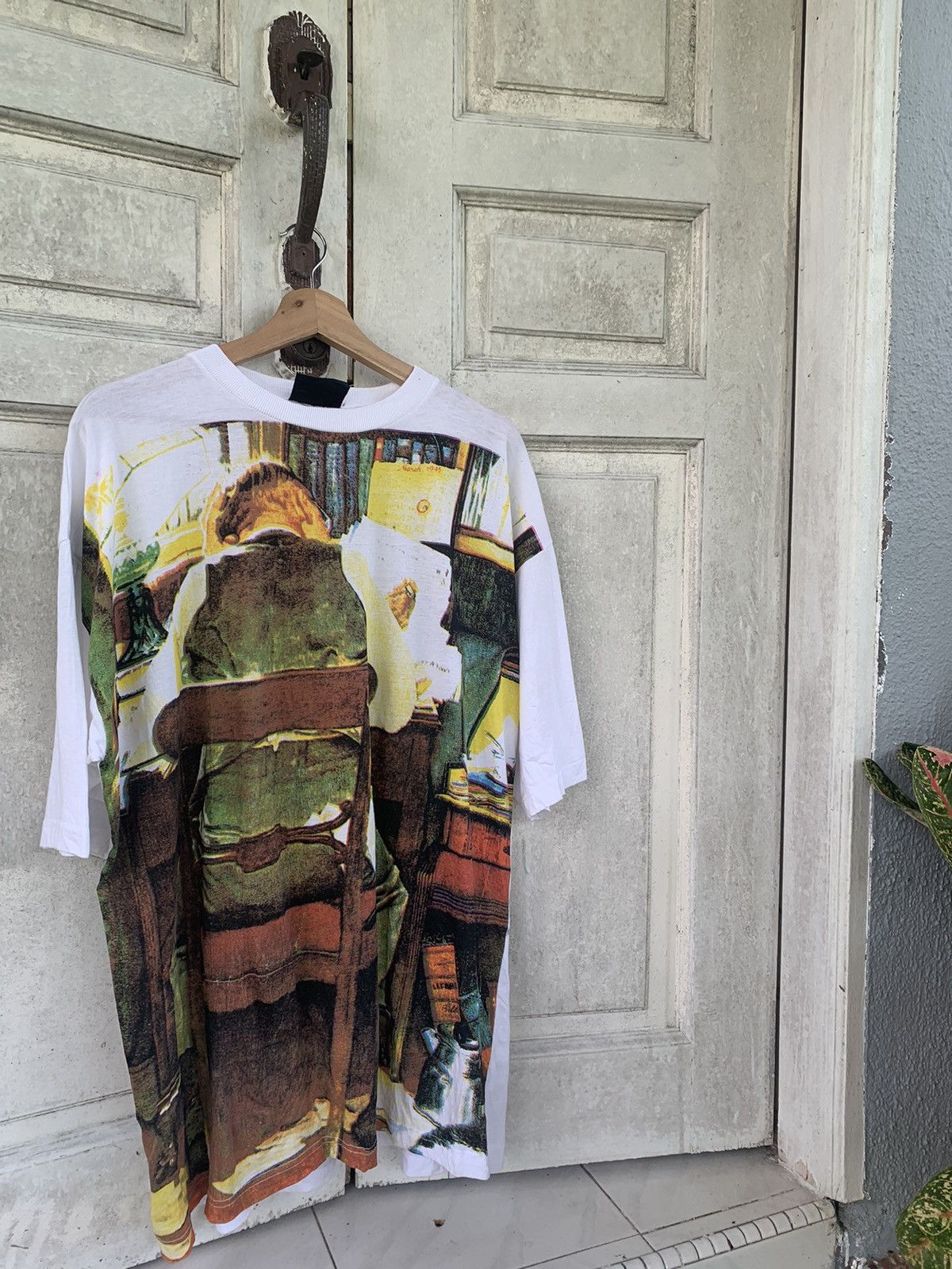 image of Art x Vintage Norman Rockwell Overprint in White, Men's (Size XL)