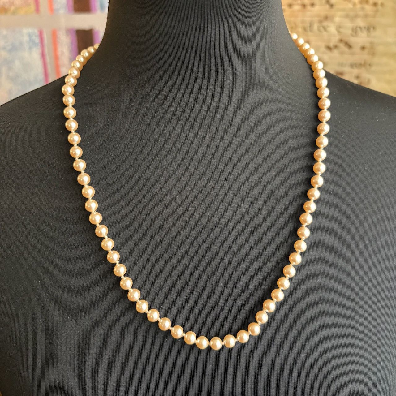 Monet Signed Monet Faux Pearls Knotted Gold Tone Clasp 24" Size ONE SIZE - 2 Thumbnail