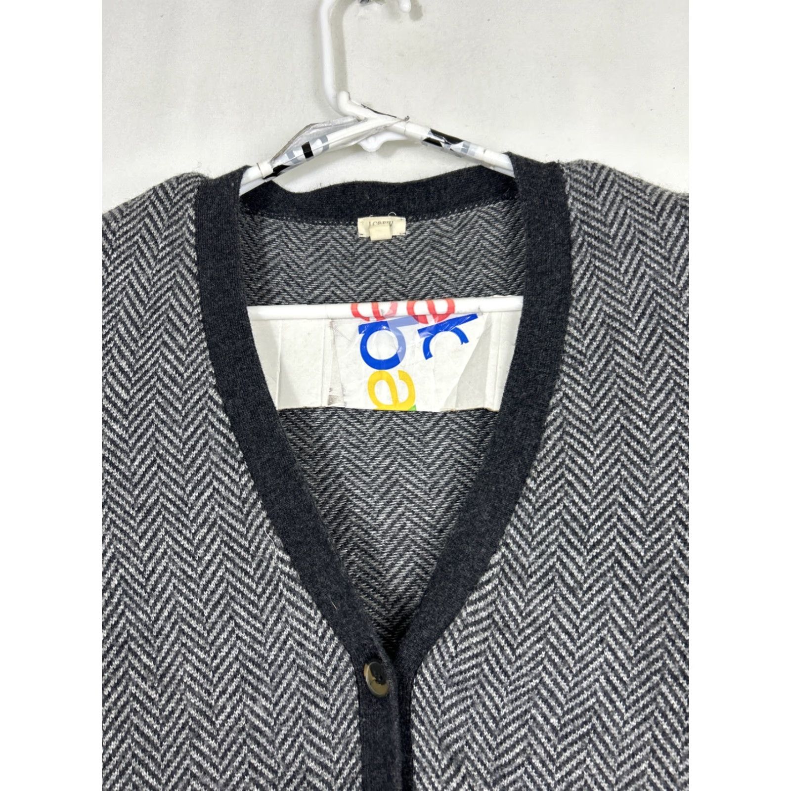 J.Crew J. Crew Cardigan Sweater Womens XS Black Gray Wool Blend Herringbone Knit Cap Sleeve V-Neck Buttons Pockets Regular Fit All Seasons Fall Winter Spring Size XS / US 0-2 / IT 36-38 - 3 Thumbnail