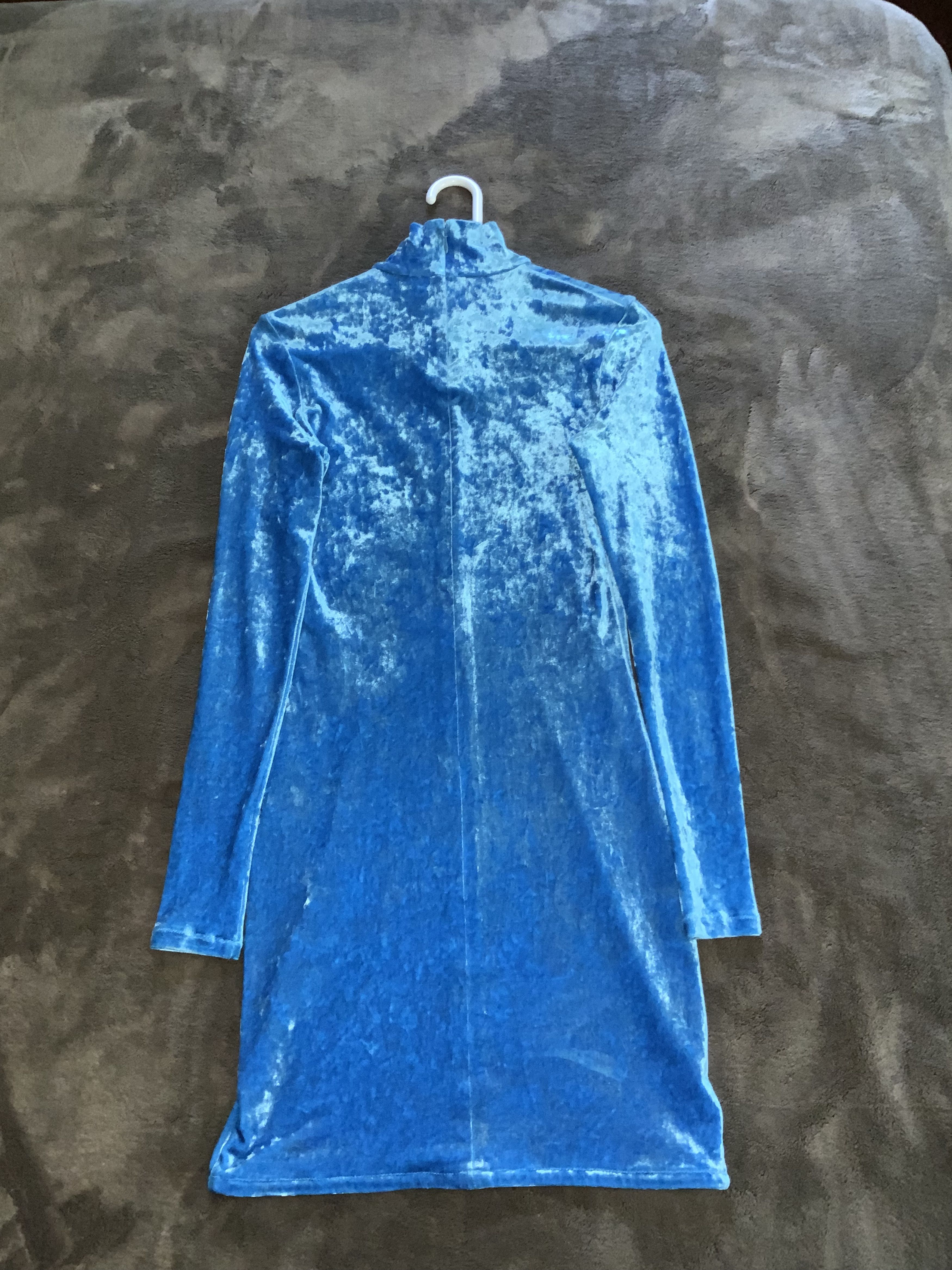 Balenciaga Velvet Turtleneck Mini Dress NWT Cyclades Blue Size M / US 6-8 / IT 42-44 - 8 Thumbnail