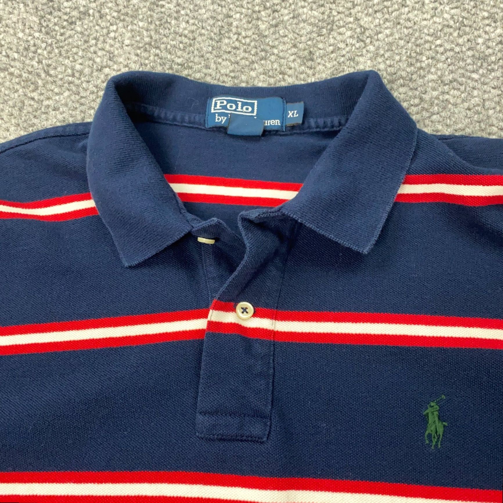 Polo Ralph Lauren VINTAGE Polo Ralph Lauren Shirt Mens XL Blue Striped Short Sleeve Pony Size US XL / EU 56 / 4 - 3 Thumbnail