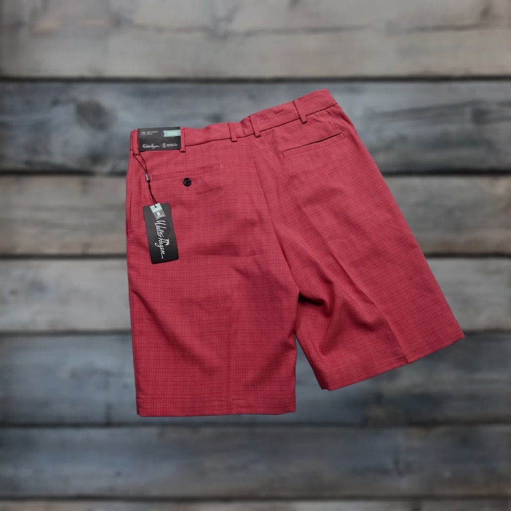 Vintage Walter Hagen Perfect 11 Shorts Mens 35 Pink Plaid Chino Golf 10 Inseam Stretch Size US 35 - 1 Thumbnail