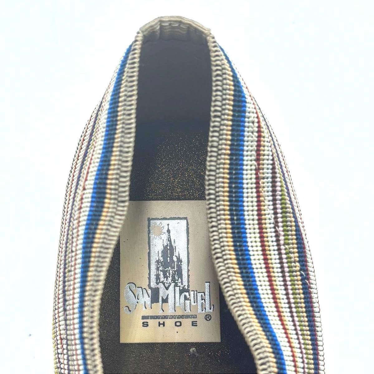 Designer San Miguel Multicolor Striped Square Toe Wedge Heel Sz 10 Size US 10 / IT 40 - 3 Thumbnail