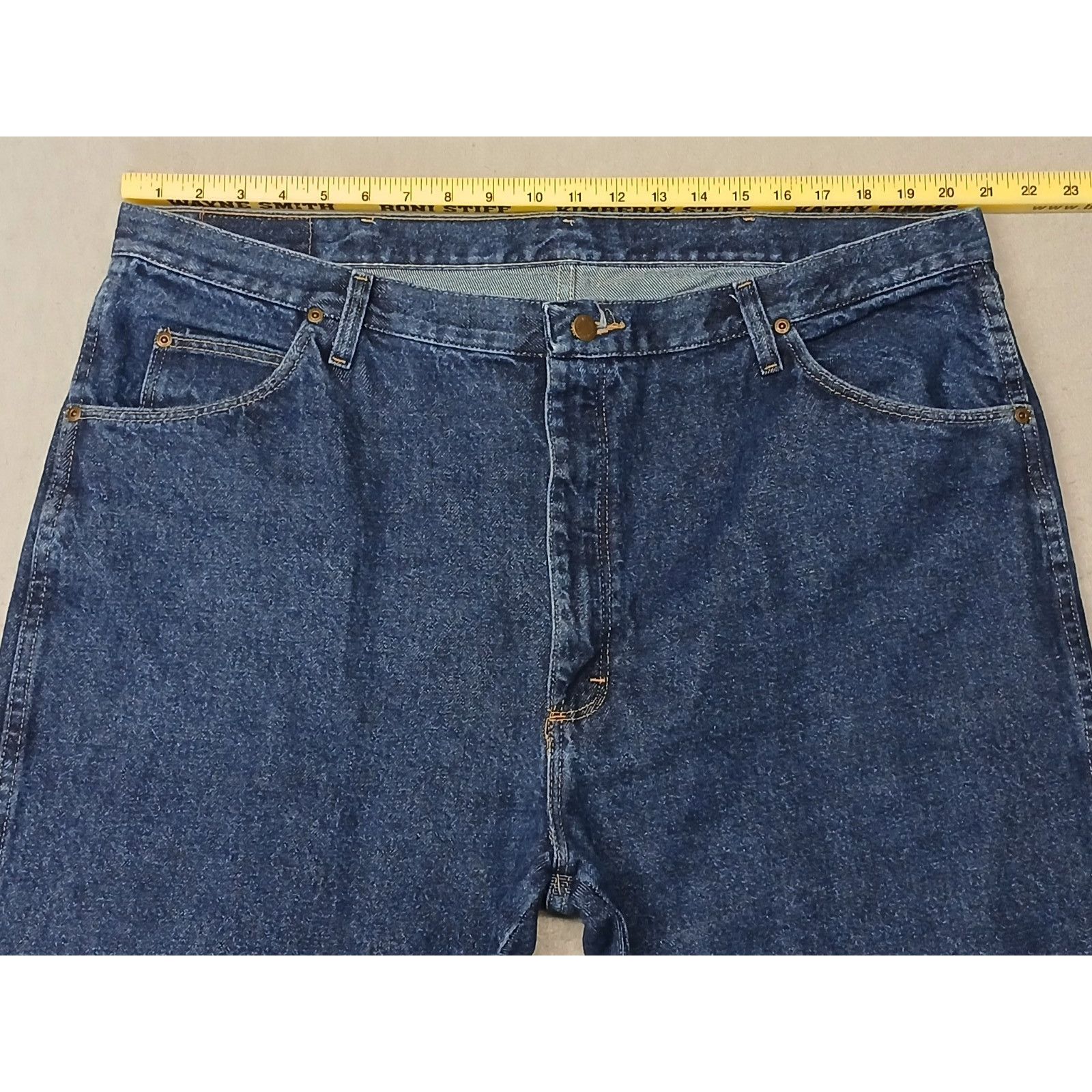 Wrangler Wrangler (42x30) Men's Straight Leg Blue Denim Jeans Size US 42 / EU 58 - 2 Thumbnail